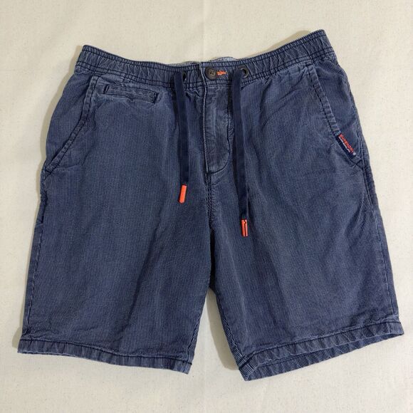 Superdry Shorts Mens 31 Blue Chino Drawstring Soft Touch Cotton Beach Comfort - Picture 1 of 7
